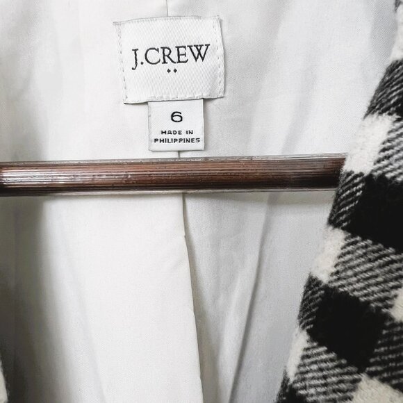 J. Crew Womens Blazer 6 Medium Wool Blend Black & White Buffalo Plaid Preppy - Picture 4 of 13
